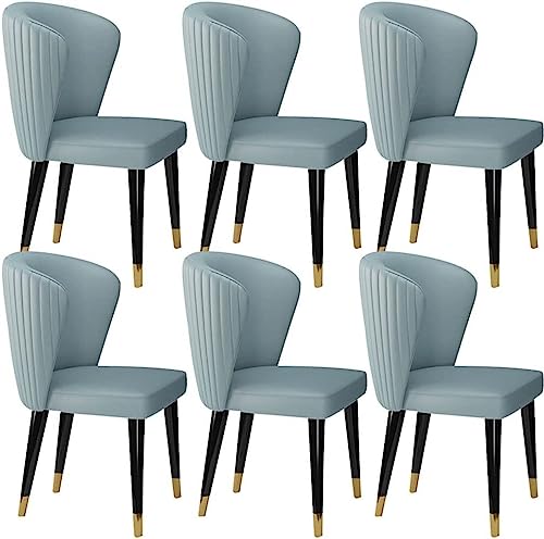 JIESOO Moderne Esszimmerstühle Aus Mikrofaser-Leder 6er-Set Lounge-Stühle Küche Wohnzimmer Empfangsstuhl Mit Massivholzfüßen(Light Blue) von JIESOO