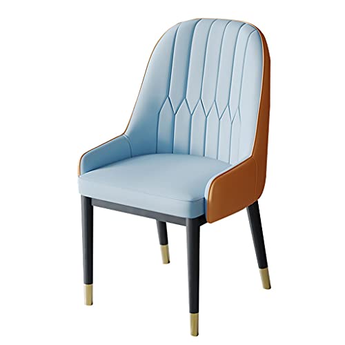 JIESOO Moderne Esszimmerstühle Küchen-Wohnzimmer-Stühle PU-Leder Mit Hoher Rückenlehne Weicher Sitz Metallbeine Lounge-Theken-Akzent-Stühle(Blue+Yellow) von JIESOO