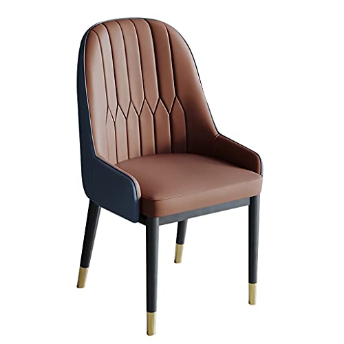 JIESOO Moderne Esszimmerstühle Küchen-Wohnzimmer-Stühle PU-Leder Mit Hoher Rückenlehne Weicher Sitz Metallbeine Lounge-Theken-Akzent-Stühle(Brown+Blue) von JIESOO