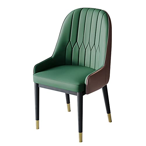 JIESOO Moderne Esszimmerstühle Küchen-Wohnzimmer-Stühle PU-Leder Mit Hoher Rückenlehne Weicher Sitz Metallbeine Lounge-Theken-Akzent-Stühle(Green+Coffee) von JIESOO
