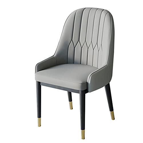 JIESOO Moderne Esszimmerstühle Küchen-Wohnzimmer-Stühle PU-Leder Mit Hoher Rückenlehne Weicher Sitz Metallbeine Lounge-Theken-Akzent-Stühle(Pure Gray) von JIESOO