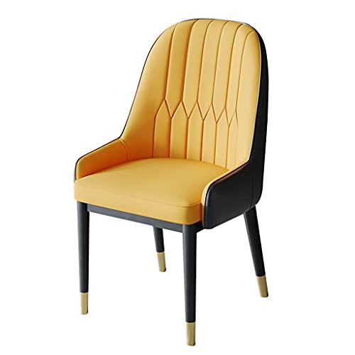JIESOO Moderne Esszimmerstühle Küchen-Wohnzimmer-Stühle PU-Leder Mit Hoher Rückenlehne Weicher Sitz Metallbeine Lounge-Theken-Akzent-Stühle(Yellow+Black) von JIESOO