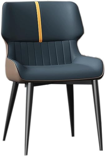 JIESOO Moderne Esszimmerstühle Küchenstuhl mit Metallbeinen Gepolsterter Leder-Esszimmerstuhl for Esszimmer Wohnzimmer Wartezimmer Küche(A Dark Blue) von JIESOO