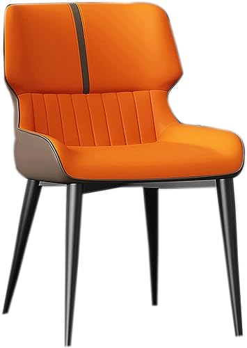JIESOO Moderne Esszimmerstühle Küchenstuhl mit Metallbeinen Gepolsterter Leder-Esszimmerstuhl for Esszimmer Wohnzimmer Wartezimmer Küche(A Orange Coffee) von JIESOO