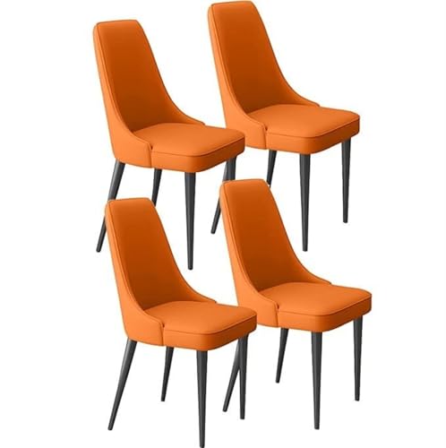 JIESOO Moderne Esszimmerstühle Kunstleder Im 4er-Set,Küchenzimmerstühle Mit Metallbeinen, Wohnzimmer-Lounge-Thekenstühle (Color : Orange) von JIESOO