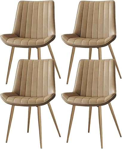JIESOO Moderne Esszimmerstühle Mit Beinen Aus Karbonstahl 4er-Set Küchenstühle Aus PU-Leder for Wohnzimmer Schreibtisch Terrasse Büro Faulenzen(Camel) von JIESOO