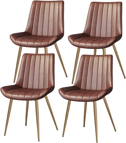 JIESOO Moderne Esszimmerstühle Mit Beinen Aus Karbonstahl 4er-Set Küchenstühle Aus PU-Leder for Wohnzimmer Schreibtisch Terrasse Büro Faulenzen(Orange) von JIESOO
