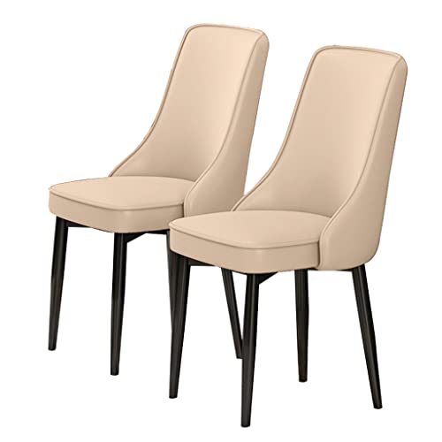 JIESOO Moderne Esszimmerstühle PU-Leder 2er-Set Gepolsterter Weicher Sitz Mit Hoher Rückenlehne Beine Kohlenstoffstahl Für Lounge-Esszimmer Küche Schlafzimmer(Beige) von JIESOO