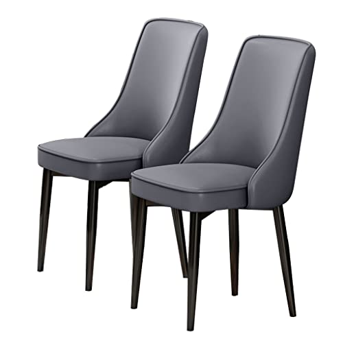 JIESOO Moderne Esszimmerstühle PU-Leder 2er-Set Gepolsterter Weicher Sitz Mit Hoher Rückenlehne Beine Kohlenstoffstahl Für Lounge-Esszimmer Küche Schlafzimmer(Dark Gray) von JIESOO