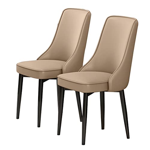 JIESOO Moderne Esszimmerstühle PU-Leder 2er-Set Gepolsterter Weicher Sitz Mit Hoher Rückenlehne Beine Kohlenstoffstahl Für Lounge-Esszimmer Küche Schlafzimmer(Khaki) von JIESOO