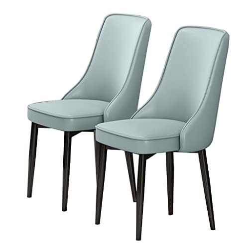 JIESOO Moderne Esszimmerstühle PU-Leder 2er-Set Gepolsterter Weicher Sitz Mit Hoher Rückenlehne Beine Kohlenstoffstahl Für Lounge-Esszimmer Küche Schlafzimmer(Light Blue) von JIESOO