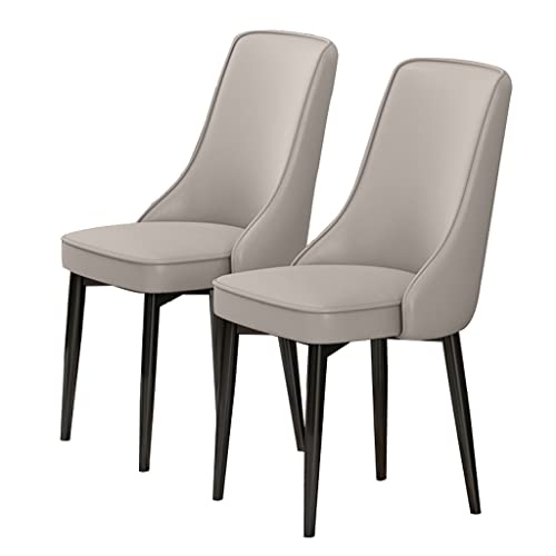 JIESOO Moderne Esszimmerstühle PU-Leder 2er-Set Gepolsterter Weicher Sitz Mit Hoher Rückenlehne Beine Kohlenstoffstahl Für Lounge-Esszimmer Küche Schlafzimmer(Light Gray) von JIESOO