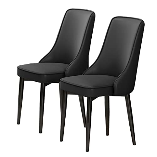 JIESOO Moderne Esszimmerstühle PU-Leder 2er-Set Gepolsterter Weicher Sitz Mit Hoher Rückenlehne Beine Kohlenstoffstahl Für Lounge-Esszimmer Küche Schlafzimmer(Negro) von JIESOO