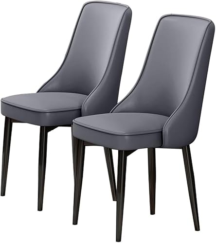 JIESOO Moderne Esszimmerstühle PU-Leder 2er-Set Hohe Rückenlehne Gepolsterter Weicher Sitz Beine Aus Karbonstahl for Lounge Esszimmer Küche Schlafzimmer(Dark Gray) von JIESOO