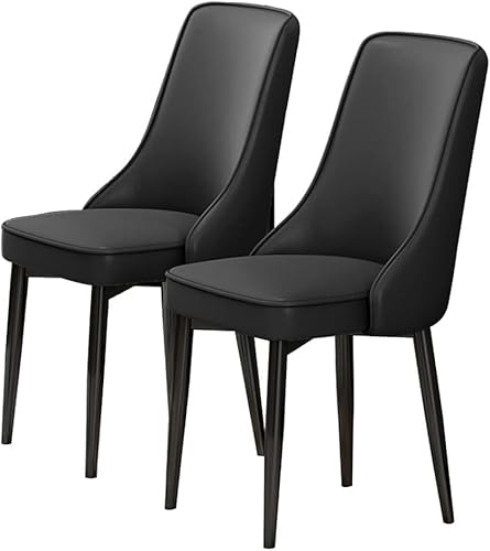 JIESOO Moderne Esszimmerstühle PU-Leder 2er-Set Hohe Rückenlehne Gepolsterter Weicher Sitz Beine Aus Karbonstahl for Lounge Esszimmer Küche Schlafzimmer(Negro) von JIESOO
