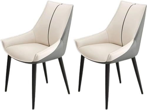 JIESOO Moderne Küchen-Esszimmerstühle 2er-Set Esszimmer- Und Küchenstühle Aus Kunstleder mit Gepolstertem Kissensitz Und Metallbeinen for Wohnzimmer Und Esszimmer(K) von JIESOO