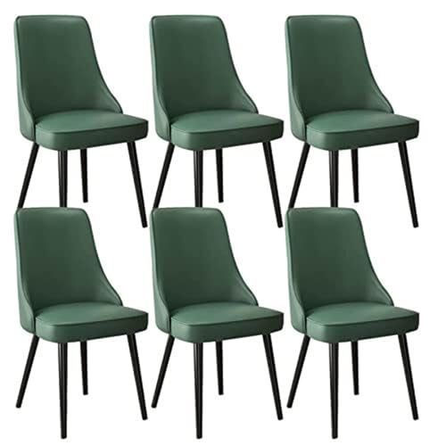 JIESOO Moderne Küchen-Esszimmerstühle 6er-Set wasserdichte Verschleißfeste Rückenlehne Mikrofaser-Leder Moderne Wohnzimmer-Beistellstühle Mit Verzinktem Stahlfuß (Color : Dark Green) von JIESOO