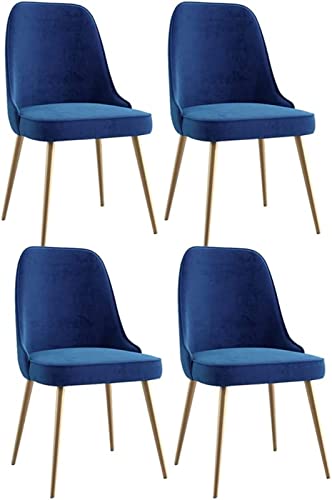 JIESOO Moderne Samt-Esszimmerstühle 4er-Set Küchenstuhl mit Ergonomischer Rückenlehne Und Metallbeinen for Thekenlounge Wohnzimmer Empfangsstuhl(Blue) von JIESOO
