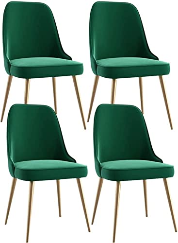 JIESOO Moderne Samt-Esszimmerstühle 4er-Set Küchenstuhl mit Ergonomischer Rückenlehne Und Metallbeinen for Thekenlounge Wohnzimmer Empfangsstuhl(Green) von JIESOO