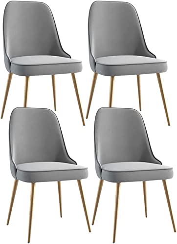 JIESOO Moderne Samt-Esszimmerstühle 4er-Set Küchenstuhl mit Ergonomischer Rückenlehne Und Metallbeinen for Thekenlounge Wohnzimmer Empfangsstuhl(Light Gray) von JIESOO