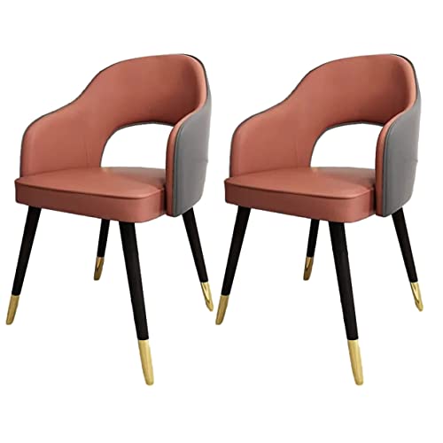JIESOO Moderne Wohnzimmer-Esszimmer-Sessel 2er-Set,Küchen-Esszimmerstühle Wohnzimmer-Bürostühle PU-Ledersitze Im Mittelalterlichen Stil,Metallfüße(Khaki Kaki) von JIESOO