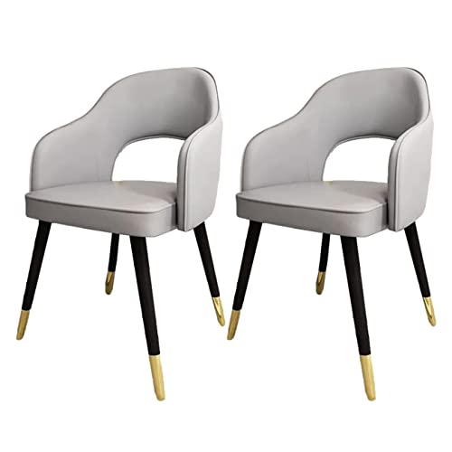 JIESOO Moderne Wohnzimmer-Esszimmer-Sessel 2er-Set,Küchen-Esszimmerstühle Wohnzimmer-Bürostühle PU-Ledersitze Im Mittelalterlichen Stil,Metallfüße(Light Grey) von JIESOO