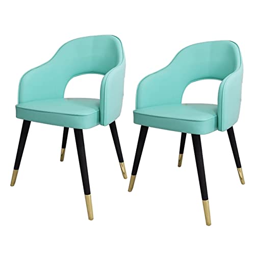 JIESOO Moderne Wohnzimmer-Esszimmer-Sessel 2er-Set,Küchen-Esszimmerstühle Wohnzimmer-Bürostühle PU-Ledersitze Im Mittelalterlichen Stil,Metallfüße(Mint Green) von JIESOO