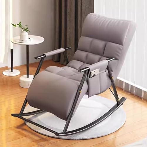 JIESOO Moderner Balkon-Schaukelstuhl, Verstellbarer Liegegleiter, Freizeitkomfort, for Wohnzimmer, Außenterrasse, Lounge(Light Grey,Black Frame) von JIESOO