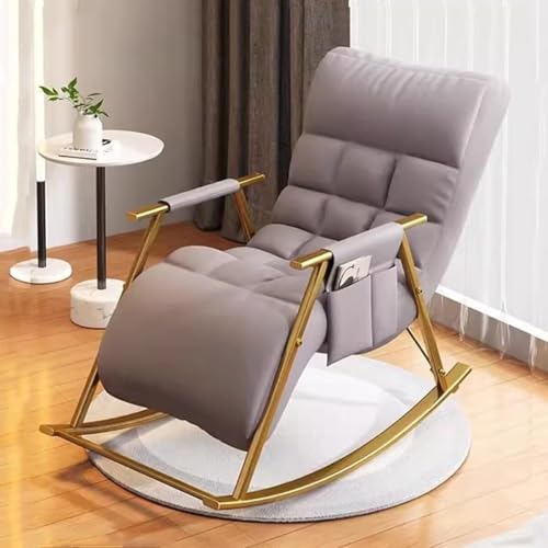 JIESOO Moderner Balkon-Schaukelstuhl, Verstellbarer Liegegleiter, Freizeitkomfort, for Wohnzimmer, Außenterrasse, Lounge(Light Grey,Gold Frame) von JIESOO