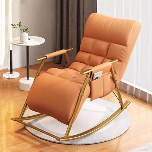 JIESOO Moderner Balkon-Schaukelstuhl, Verstellbarer Liegegleiter, Freizeitkomfort, for Wohnzimmer, Außenterrasse, Lounge(Orange,Gold Frame) von JIESOO