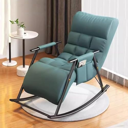 JIESOO Moderner Balkon-Schaukelstuhl, Verstellbarer Liegegleiter, Freizeitkomfort, for Wohnzimmer, Außenterrasse, Lounge(Sea Blue,Black Frame) von JIESOO