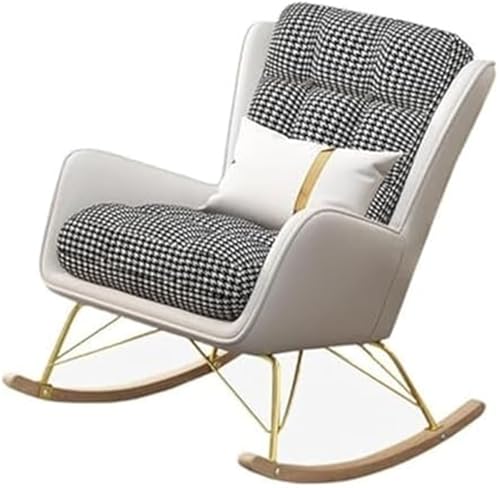 JIESOO Moderner Gepolsterter Schaukelstuhl Gepolsterte Schaukelstühle mit Hoher Rückenlehne Und Armlehnen Schaukelsessel for Wohnzimmer Und Schlafzimmer(Beige) von JIESOO