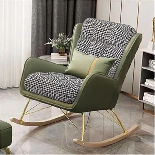 JIESOO Moderner Gepolsterter Schaukelstuhl Gepolsterte Schaukelstühle mit Hoher Rückenlehne Und Armlehnen Schaukelsessel for Wohnzimmer Und Schlafzimmer(Green) von JIESOO