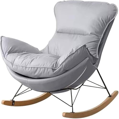 JIESOO Moderner Gepolsterter Schaukelstuhl Schaukelstuhl mit Akzent, Bequeme Wohnzimmerstühle, Stuhl for Erwachsene Mit Gepolsterter Sitzfläche, Stahlbeinen Und Holzsockel(C) von JIESOO