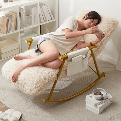 JIESOO Moderner Schaukelstuhl Innenbereich Schaukel-Akzentsessel Mit Gepolsterter Seitentasche for Wohnzimmer, Schlafzimmer, Büros(Golden Legs) von JIESOO