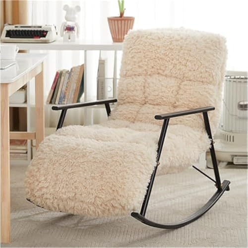 JIESOO Moderner Schaukelstuhl Innenbereich Schaukel-Akzentsessel Mit Gepolsterter Seitentasche for Wohnzimmer, Schlafzimmer Und Büros(Black Leg) von JIESOO