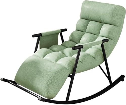 JIESOO Moderner Schaukelstuhl Lounge-Sofa-Sessel Sessel mit Seitentaschen, Liegestuhl Erwachsene Fauler Liegestuhl, Gleitstuhl for Wohnzimmer/Schlafzimmer(Color:Green B) von JIESOO