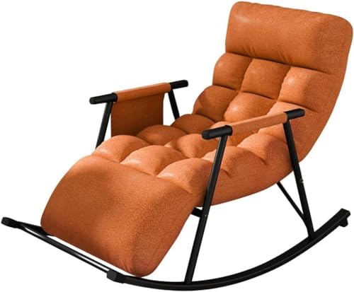 JIESOO Moderner Schaukelstuhl Lounge-Sofa-Sessel Sessel mit Seitentaschen, Liegestuhl Erwachsene Fauler Liegestuhl, Gleitstuhl for Wohnzimmer/Schlafzimmer(Color:Orange B) von JIESOO