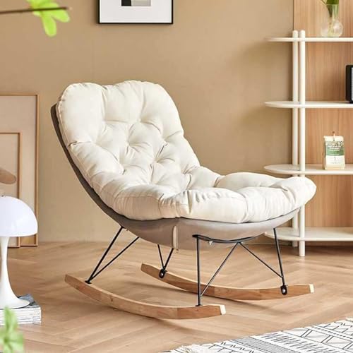 JIESOO Moderner Schaukelstuhl Mit Akzent Gepolsterter Schaukelstuhl mit Hoher Rückenlehne, Bequemer Beistellstuhl for Schlafzimmer, Wohnzimmer(Grey) von JIESOO