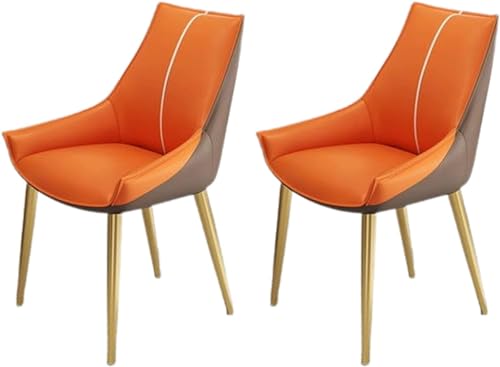 JIESOO Modernes Beistellstuhl-Set mit 2 Stühlen Esszimmer- Und Küchenstühle Kunstleder Mit Gepolstertem Kissensitz Und Metallbeinen for Wohnzimmer Und Esszimmer(B) von JIESOO