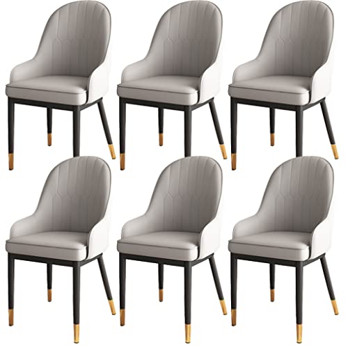 JIESOO Modernes Design Esszimmerstuhl 6er-Set Wasserdichter PU-Leder-Lounge-Beistellstuhl Mit Metallbeinen für Lounge-Esszimmer-Küche-Schlafzimmer(Gray) von JIESOO