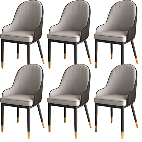 JIESOO Modernes Design Esszimmerstuhl 6er-Set Wasserdichter PU-Leder-Lounge-Beistellstuhl Mit Metallbeinen für Lounge-Esszimmer-Küche-Schlafzimmer(Light Gray) von JIESOO