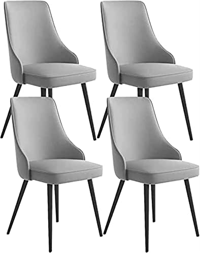 JIESOO Modernes Esszimmerstuhl-Set mit 4 Stühlen Wohnzimmer-Beistellstühle Wasserfester PU-Leder-Küchenstuhl mit Metallbeinen for Büro Lounge Küche Schlafzimmer(Grey,Black feet) von JIESOO