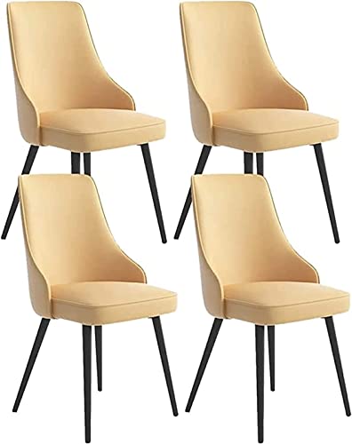 JIESOO Modernes Esszimmerstuhl-Set mit 4 Stühlen Wohnzimmer-Beistellstühle Wasserfester PU-Leder-Küchenstuhl mit Metallbeinen for Büro Lounge Küche Schlafzimmer(Yellow,Black feet) von JIESOO