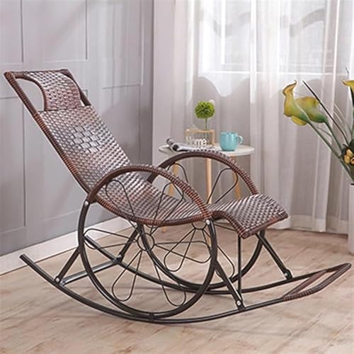 JIESOO Rattan-Schaukelstuhl Freizeit Im Freien Zweirad-Design Starke Tragfähigkeit for Veranda, Terrasse, Garten, Hinterhof, Innenbereich von JIESOO