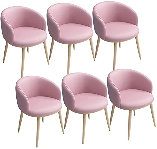 JIESOO PU-Esszimmerstühle Set mit 6 Küchenstühlen Ledersitz mit U-förmiger Rückenlehne, Metallbeine, Sessel, Esszimmer, Wohnzimmer, Empfang, Bürostühle (Rosa) von JIESOO