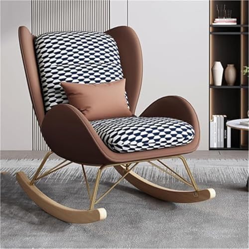 JIESOO Schaukelstuhl Innenbereich Akzent-Schaukelstühle Gepolsterte Sofasessel Wohnzimmer, Bequemer Ruhesessel Schlafzimmer(Brown) von JIESOO