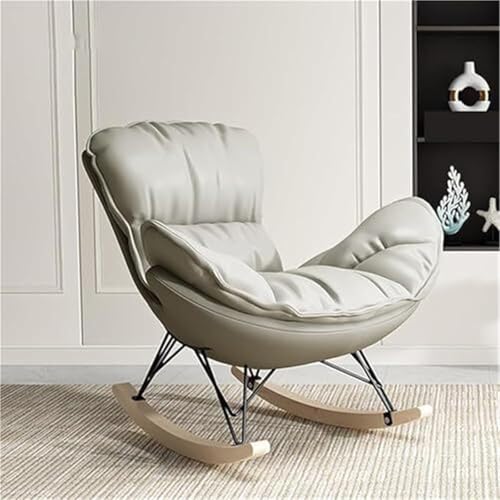 JIESOO Schaukelstuhl Innenbereich Bequemer Stuhl Schlafzimmer Gleitsessel mit Gepolstertem Kissen for Lesen Im Wohnzimmer Und Im Home Office(Grey) von JIESOO