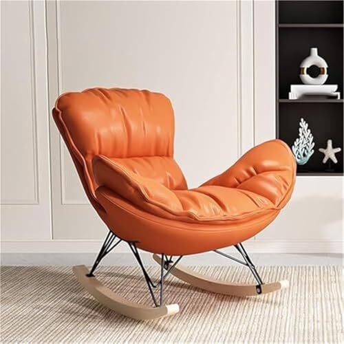 JIESOO Schaukelstuhl Innenbereich Bequemer Stuhl Schlafzimmer Gleitsessel mit Gepolstertem Kissen for Lesen Im Wohnzimmer Und Im Home Office(Orange) von JIESOO