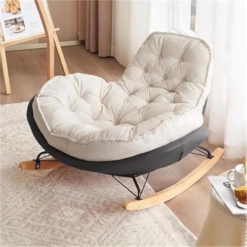 JIESOO Schaukelstuhl Moderner Schaukelstuhl Hirschledersamt Mit Hoher Rückenlehne for Drinnen Und Draußen Bequeme Entspannte Schaukelstühle Erwachsene for Das Wohnzimmer Im Schlafzimmer(Grey) von JIESOO